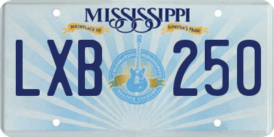 MS license plate LXB250
