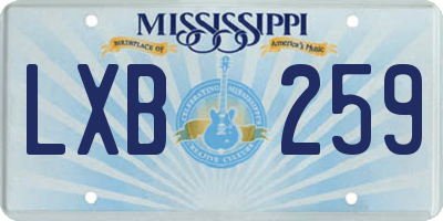 MS license plate LXB259