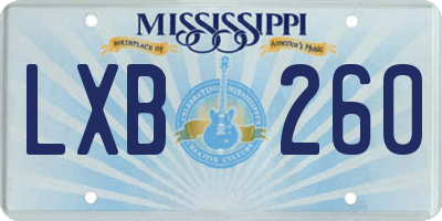 MS license plate LXB260