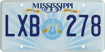 MS license plate LXB278