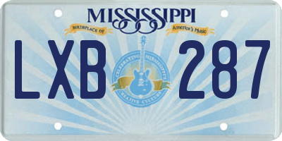 MS license plate LXB287