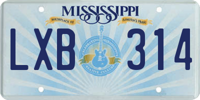 MS license plate LXB314