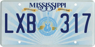 MS license plate LXB317