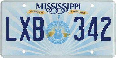 MS license plate LXB342