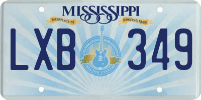 MS license plate LXB349