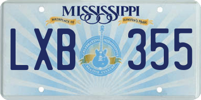 MS license plate LXB355