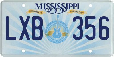 MS license plate LXB356
