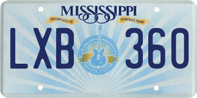 MS license plate LXB360