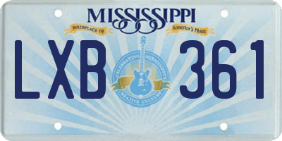 MS license plate LXB361