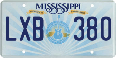 MS license plate LXB380