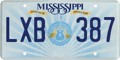 MS license plate LXB387