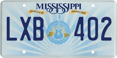 MS license plate LXB402