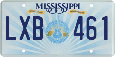 MS license plate LXB461