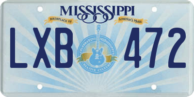 MS license plate LXB472