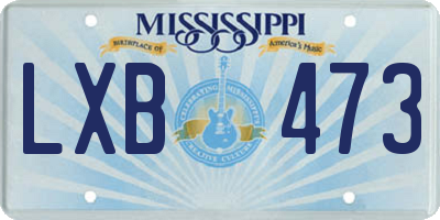 MS license plate LXB473