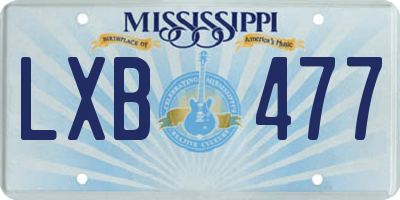 MS license plate LXB477