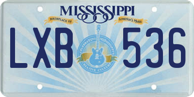 MS license plate LXB536