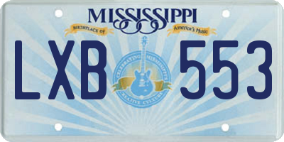 MS license plate LXB553