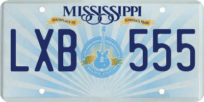 MS license plate LXB555