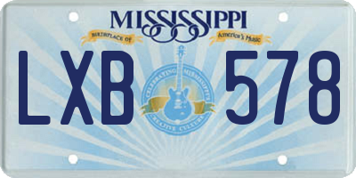 MS license plate LXB578