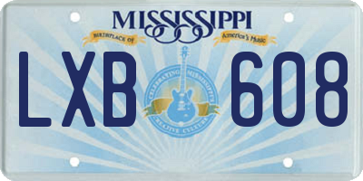 MS license plate LXB608