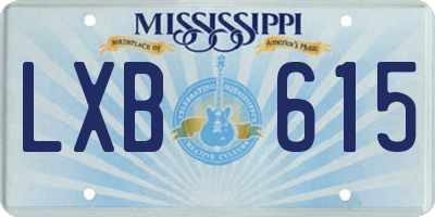 MS license plate LXB615