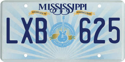 MS license plate LXB625