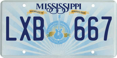 MS license plate LXB667
