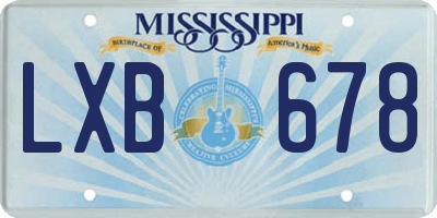 MS license plate LXB678