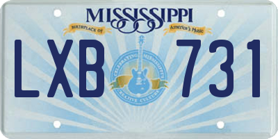 MS license plate LXB731