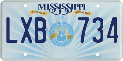 MS license plate LXB734