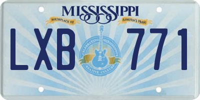 MS license plate LXB771