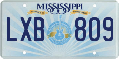 MS license plate LXB809