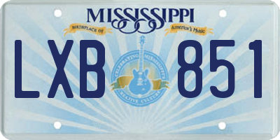 MS license plate LXB851