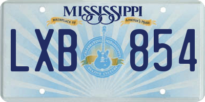 MS license plate LXB854