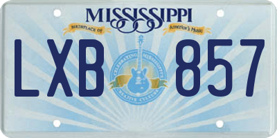 MS license plate LXB857