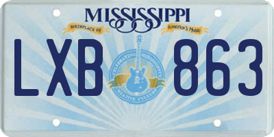 MS license plate LXB863