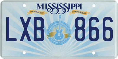 MS license plate LXB866