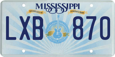 MS license plate LXB870