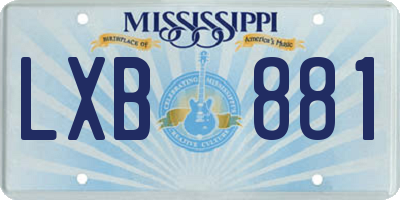MS license plate LXB881