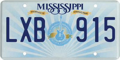 MS license plate LXB915