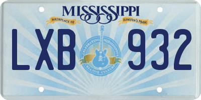MS license plate LXB932
