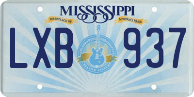 MS license plate LXB937