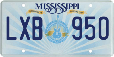 MS license plate LXB950