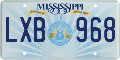 MS license plate LXB968