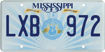 MS license plate LXB972