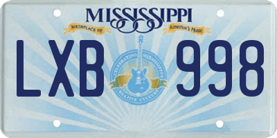 MS license plate LXB998