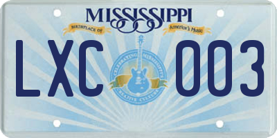 MS license plate LXC003