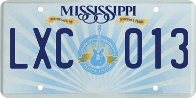 MS license plate LXC013