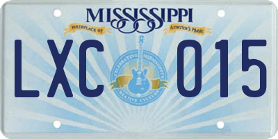 MS license plate LXC015
